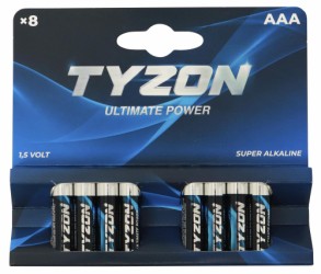 Tyzon AAA-alkaline batterier 8 stk.