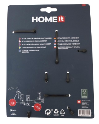 HOME It® stalldørshåndtak med skruer Ø14 x 40 x -90 mm elforsinket
