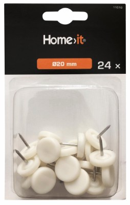 HOME It® glidesøm med plast Ø20 mm x 24 stk. hvit