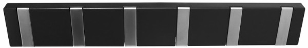 HOME It® flex knaggrekke med 6 knagger 48,4 × 2,2 x 7,2 cm svart