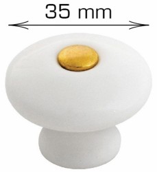 HOME It® porselensknott Ø35 x 30 mm hvit/gull 2 stk.