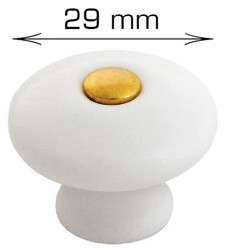 HOME It® porselensknott Ø29 x 25 mm hvit/gull 2 stk.