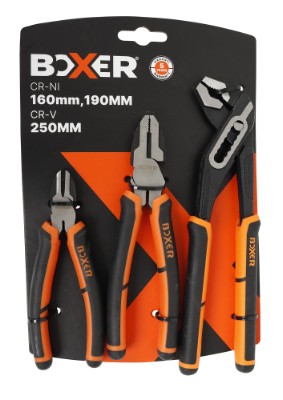 Boxer® tangsett med sideavbiter-, kombinasjons- og vannpumpetang