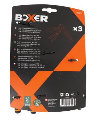 Boxer® tangsett med sideavbiter-, kombinasjons- og vannpumpetang