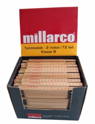 Millarco® tommestokk tre 12 ledd 2 meter