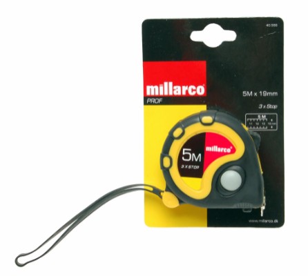 Millarco® båndmål med stopp 19 mm x 5 meter