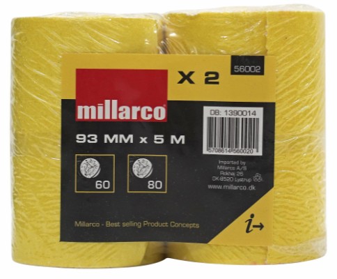Millarco® slipepapir 93 x 5 meter K60 og K80