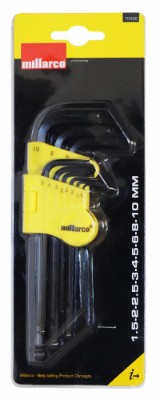 Millarco® unbrakonøkkelsett med kule 1,5 - 10 mm 9 deler