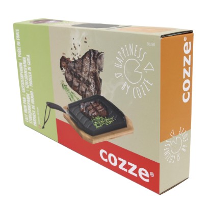Cozze® vendbar støpejernspanne med bordskåner 165 x 330 mm
