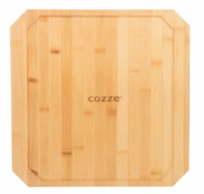 Cozze® vendbar støpejernspanne med bordskåner 330 x 330 mm.