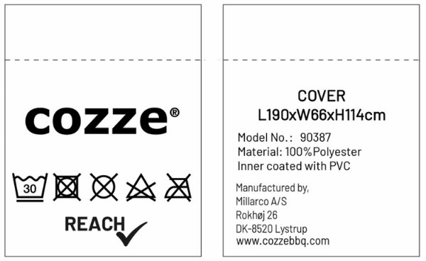 Cozze® trekk 190x66x114 cm til Plancha/grill og utebord