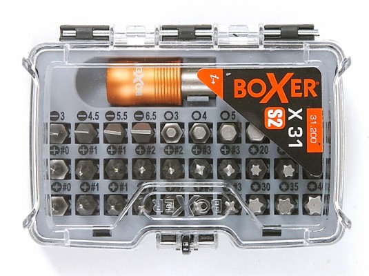 Boxer® bitssett i praktisk boks S2-stål 31 deler