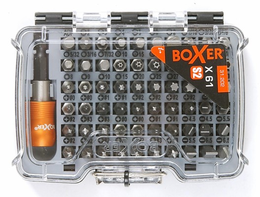Boxer® bitssett i praktisk boks S2-stål 61 deler