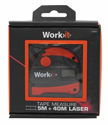 Work>it® målebånd med laseravstandsmåler 5 + 40 meter