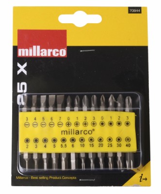 Millarco® bitssett i belteholder 25 deler