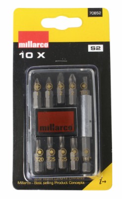 Millarco® bitssett S2-stål 10 deler